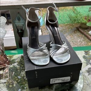 Steve Madden Silver Strappy Wedge Heels